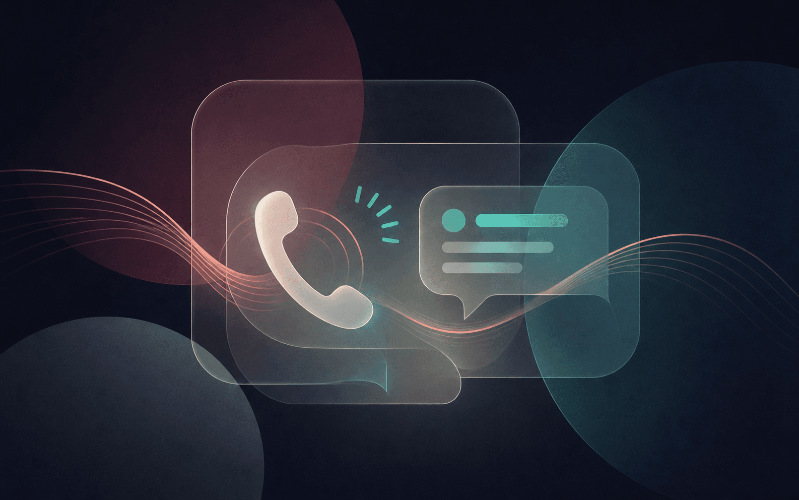Abstract editorial illustration of a calm voice assistant routing customer calls.